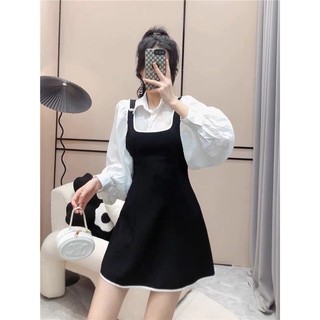 Set S13 sơ mi kèm váy yếm