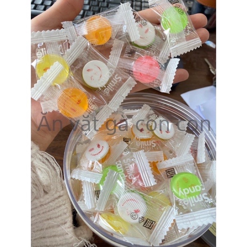 Kẹo ngậm hoa quả vitamin C hình mặt cười thơm ngon