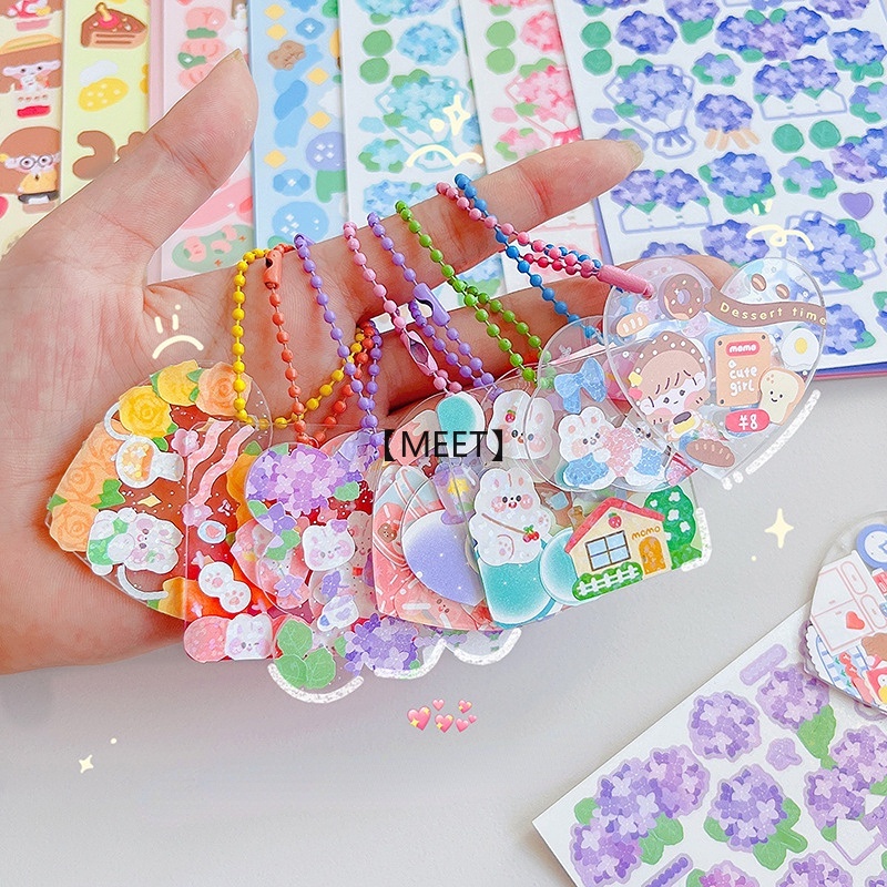【MEET】 1 gói vật liệu làm sổ tay chuỗi acrylic trong suốt Cuka ngẫu nhiên Thẻ tự làm