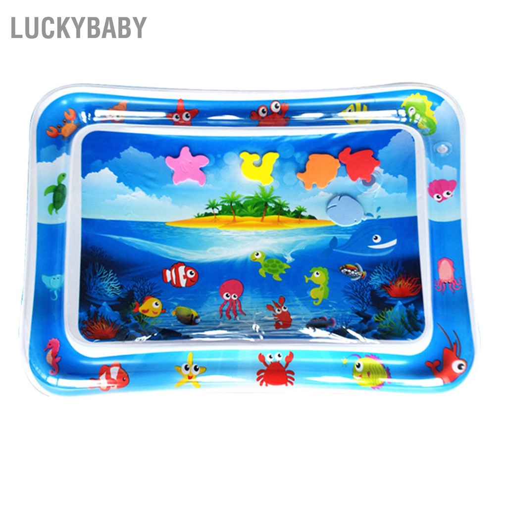 LUCKYBABY Nước Cho Bé Chơi Thảm PVC Bơm Hơi Hình Cá Chữ Nhật Tấm Trẻ Em Màu Xanh