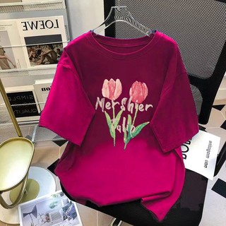 Áo thun FASHMILY 100% cotton tay ngắn dáng rộng phong cách thời trang Hàn Quốc mới 2023