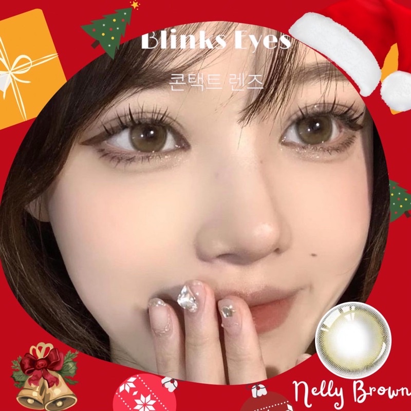 Kính Áp Tròng Lens Mắt Nelly Brown BLINKS EYES B273 Màu Nâu Tự Nhiên Cho Mắt Cận 0-8 Độ Dùng Trong 6 Tháng