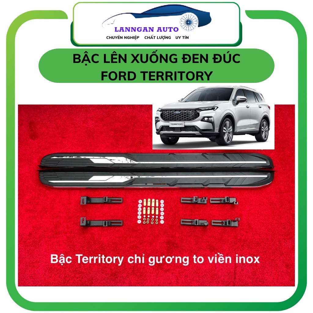 Bậc lên xuống xe Ford Territory 2022-2023, Bậc dẫm mẫu đen đúc chỉ inox cao cấp