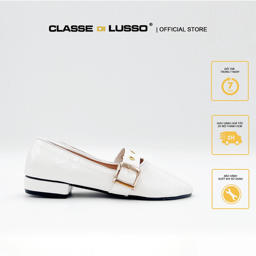 LUSSO - GIÀY BÚP BÊ NỮ 3CM MŨI TRÒN ÊM CHÂN AMBER DA HOẠ TIẾT CLAW02