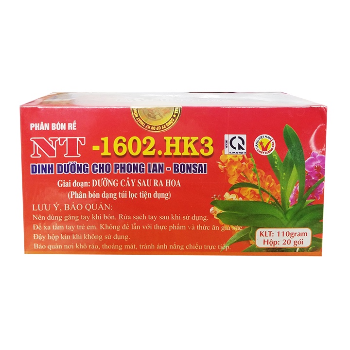 Bộ 3 Hộp Phân Bón Rễ NT - 1602.HK Dạng Túi Lọc Tan Chậm Mọi Giai Đoạn Cho Cây Hoa Lan - Cây Cảnh Bonsai