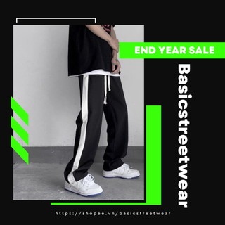 Quần Ống Rộng Sọc Đen Trắng Nam Nữ Chất Poly Đen Trắng Thể Thao Ulzzang Thoải Mái Thoáng Mát Basic Streetwear QPL01