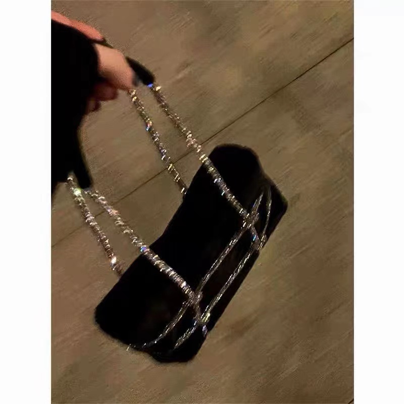 Túi Xách Đeo Vai Phủ Bông Mềm Đính Đá Thời Trang Hàn Quốc 2022 Dành Cho Nữ