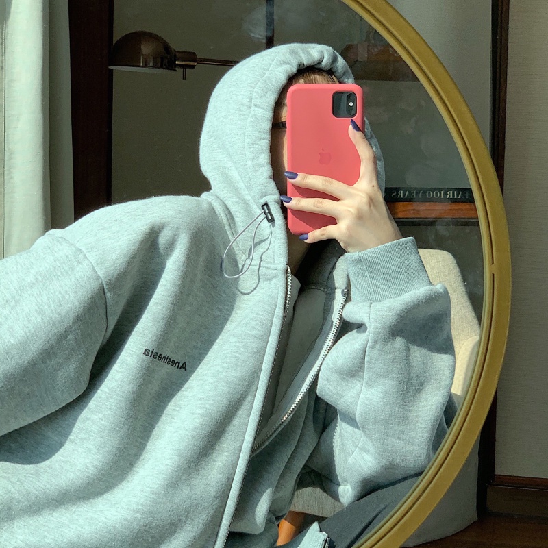 Áo khoác hoodie HIIXIIVI tay dài kiểu dáng thể thao thời trang dành cho nữ