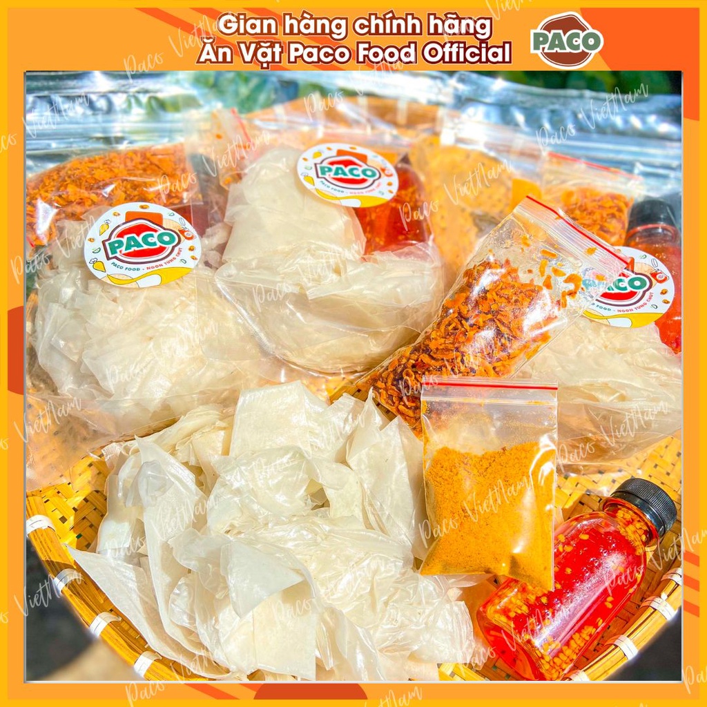 bánh tráng chấm sốt tắc cùng muối nhuyễn hành phi có thể trộn chấm cùng bánh phơi phơi sương rìa dẻo ngon Paco Food