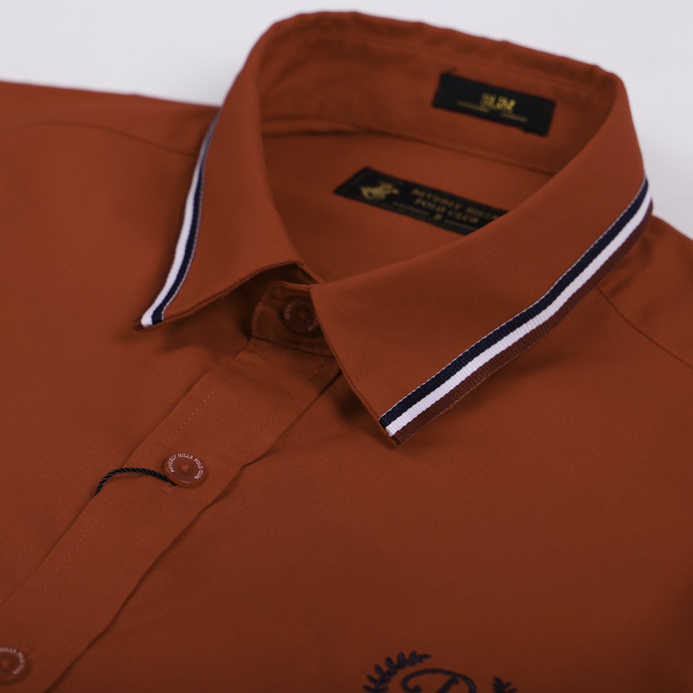 Beverly Hills Polo Club - Áo sơ mi Ngắn tay Nam Slim Fit Đỏ rượu RW- BHPC CMSSS22TL006