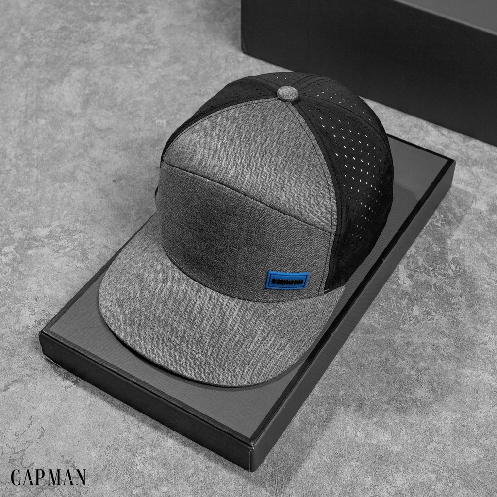 Mũ snapback màu xám đen CAPMAN lưỡi ngang CM26