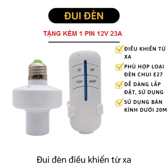 [Kèm Pin] Đui Đèn Điều Khiển Từ Xa không dây có hẹn giờ tắt | BigBuy360 - bigbuy360.vn