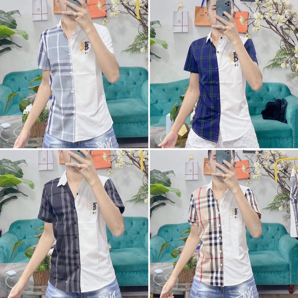 💥Áo sơ mi nam kẻ sọc caro bbr ngắn tay ❤️FREESHIP❤️ sơ mi lụa nam sọc caro phong cách hàn quốc chất lụa mềm mịn