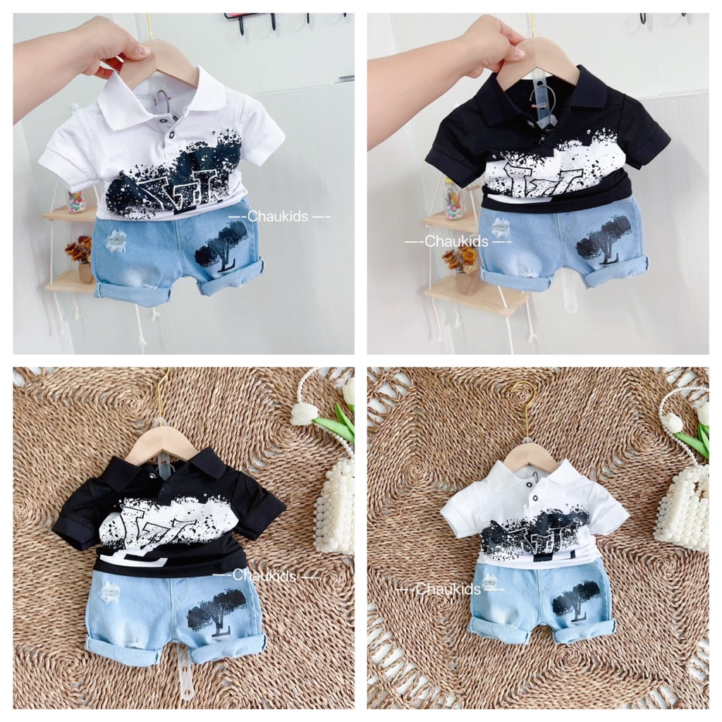SALE SET BỘ BÉ TRAI CAO CẤP QUẦN JEAN MỀM SIZE 9-18KG(SLV)