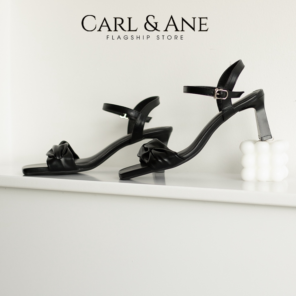 Carl & Ane - Giày cao gót nữ hỡ mũi quai nơ phối dây cao 6cm màu hồng - CS018