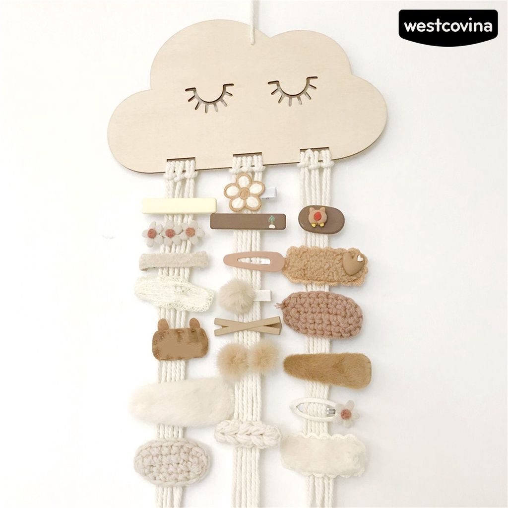 [WEST]⚘Hộp Đựng Kẹp Tóc Gắn Tường Hình Đám Mây Bằng Dây Cotton Chịu Tải Tốt Trang Trí Nhà Cửa