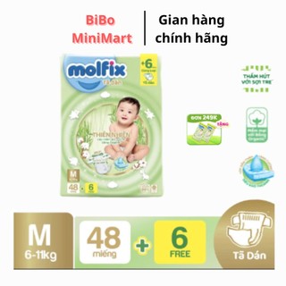 Tã/bỉm dán molfix thiên nhiên jumbo m - gói 48+6 miếng