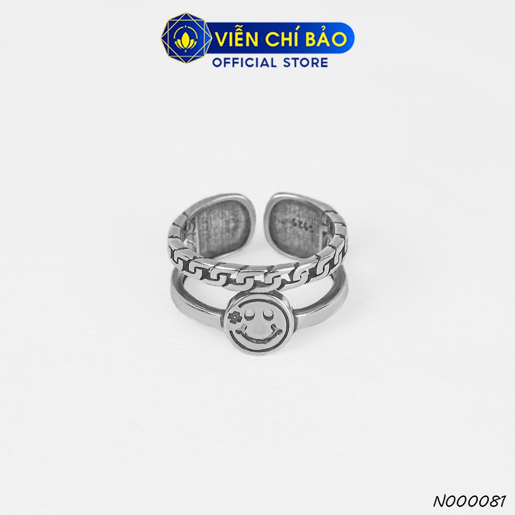 Nhẫn bạc nữ mặt cười chéo chất liệu bạc 925 thời trang phụ kiện trang sức Viễn Chí Bảo N000081