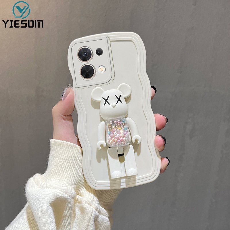 Ốp Điện Thoại Silicon Mềm Có Giá Đỡ Hình Gấu Kaws Cát Chảy Nhiều Màu Cho OPPO Reno 8 7 6 5 Pro 8Z 7Z 2 2F 5G