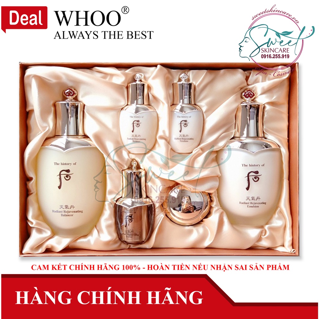 Bộ Nước Hoa Hồng và Sữa Dưỡng Tái Sinh Da WHOO Cheongidan Radiant Special Set  whoo tái sinh