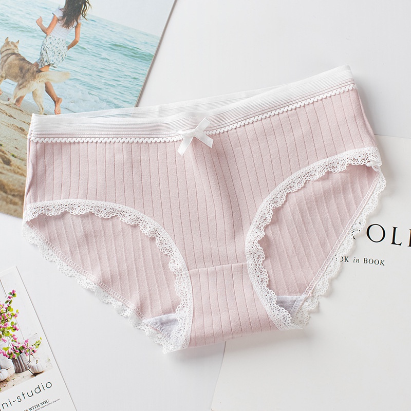 nội y nữ viền ren phối lưới siêu cute KIMCHIBIKINI quần xip nữ thoáng mát mềm mại dễ thương QL085