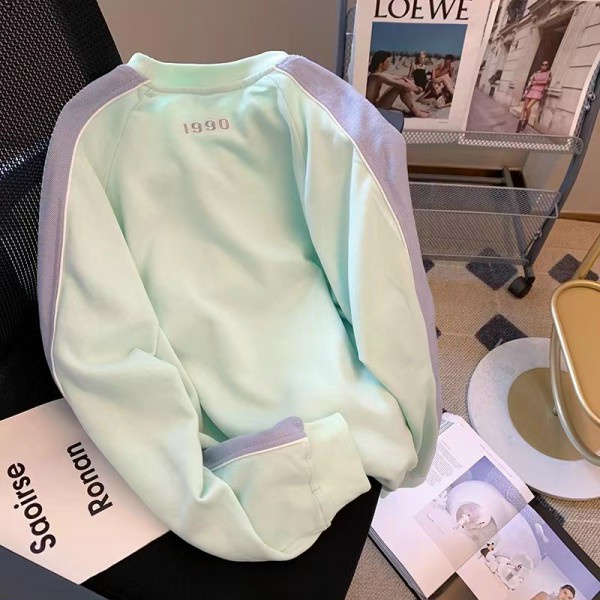 Áo Sweater Dài Tay Màu Xanh Phối TÍm Chữ Pfoan 💙 HD Clothings 💙 Hoodies nỉ suông học sinh form rộng phong cách hàn quốc