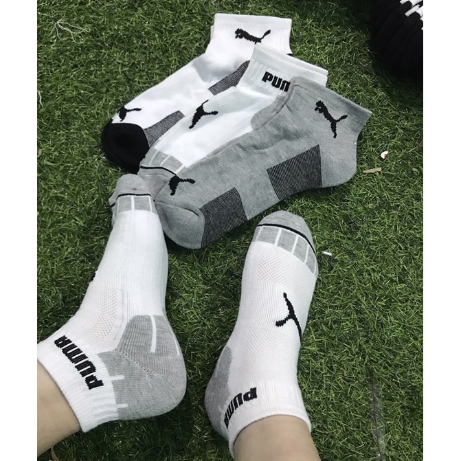 [Set 10 đôi] Tất nam nữ cổ ngắn Puma hàng VNXK lỗi nhẹ, có đệm xù bàn dày đẹp êm chân khử mùi