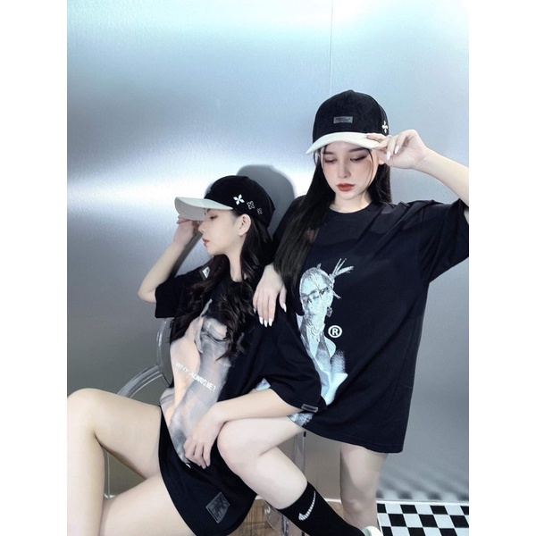 Áo thun unisex nam nữ form rộng in hình cô gái y2k màu đen TeeHolic THS local brand