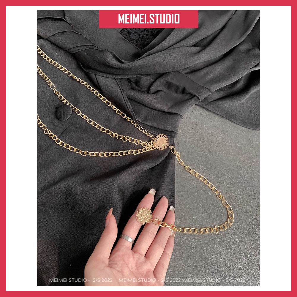 Dây Belt xích 3 tầng, Đai sang chảnh phối với váy, áo sơ mi | TL02 | MeiMei Studio