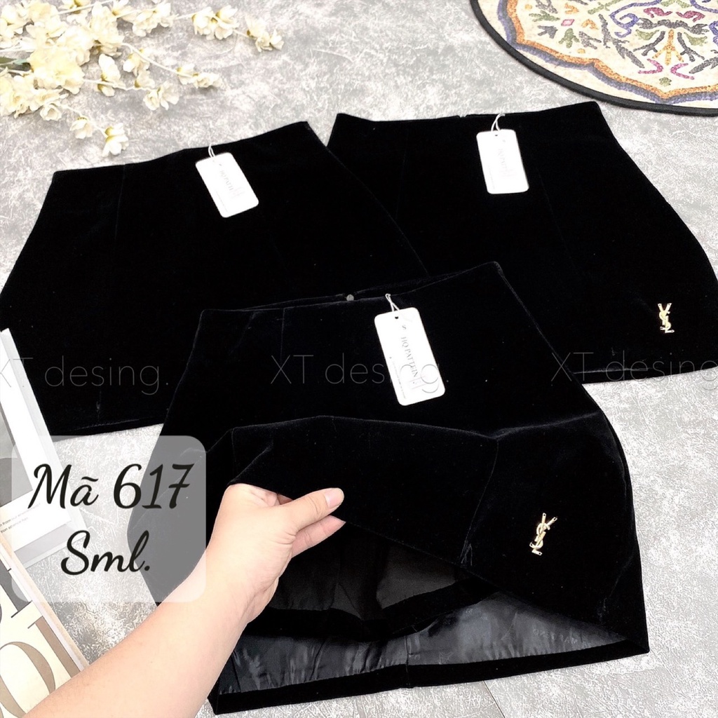 Chân váy nhung kèm tag mã 617