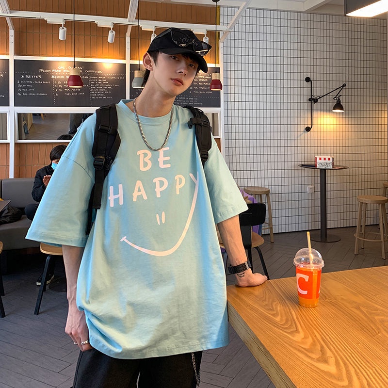 Áo Thun Mùa Hè 100% Cotton Tay Ngắn Dáng Rộng Phong Cách Thời Trang Hong Kong 2022 Cho Nam Giới