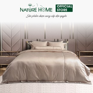 Bộ chăn ga Nature Home Cotton Kim Cương Nâu Kem Luxe