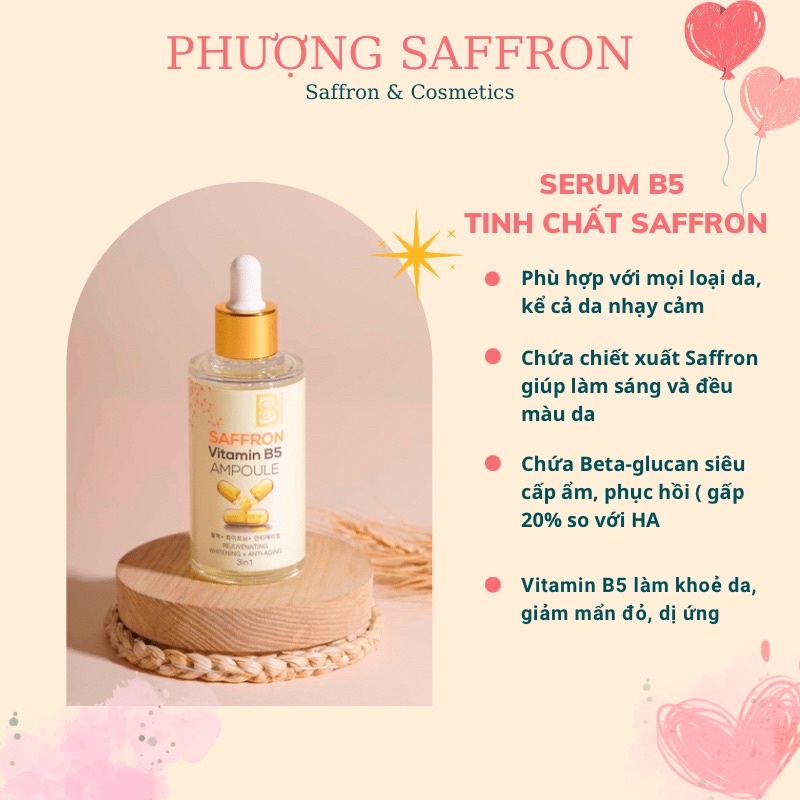 Serum B5 Saffron (tính chất nhuỵ hoa nghệ tây) 3in 1 - trẻ hoá - cải thiện sắc tố - chống lão hoá làn da