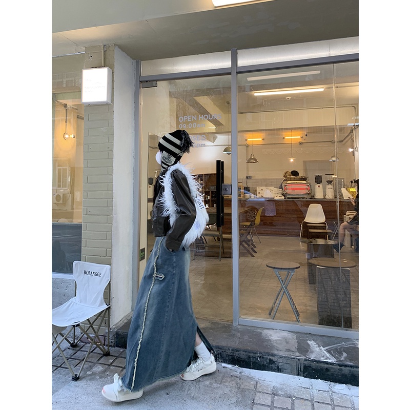 🎀chân váy dài chân váy jean dài Chân Váy Denim Đuôi Cá Dáng Chữ a Phong Cách Mỹ Thời Trang Mùa Thu Mới Cho Nữ
