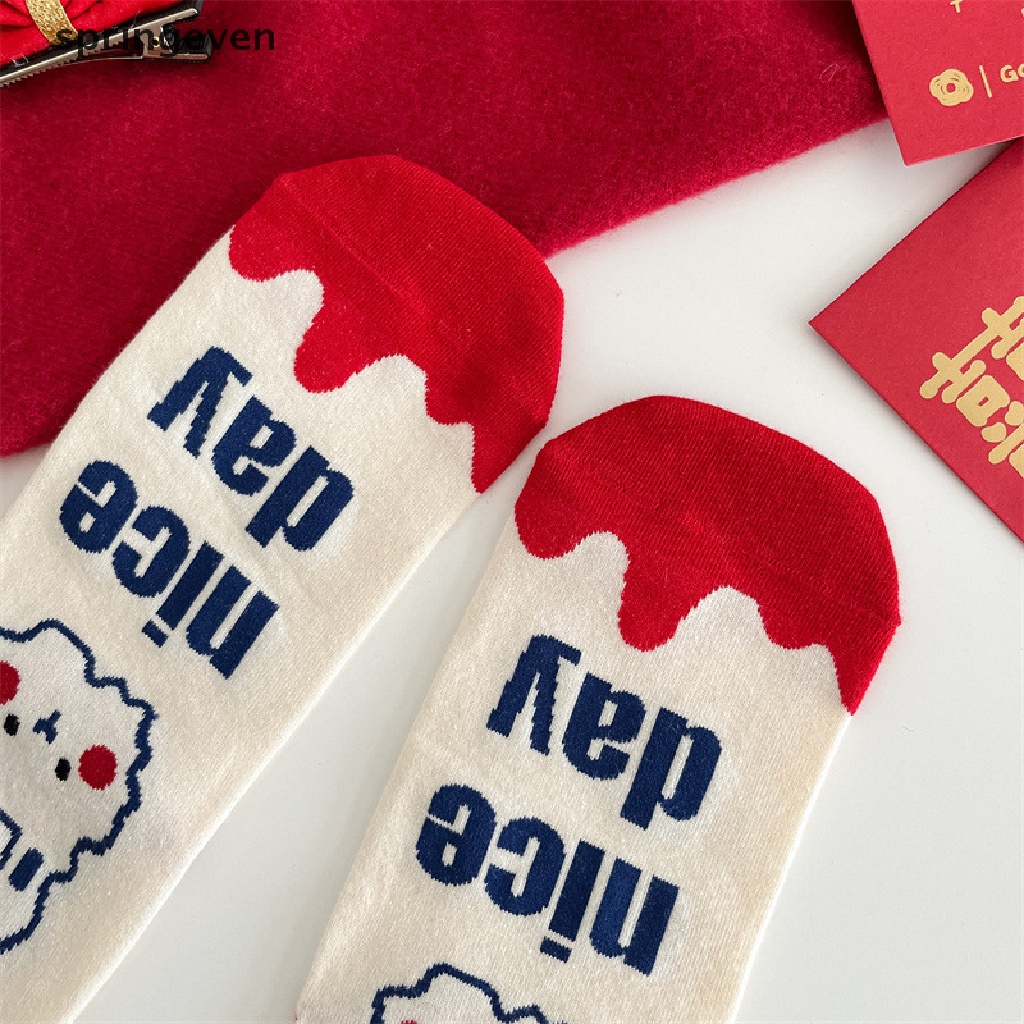 Vớ Ống Trung Bình Họa Tiết Hoạt Hình May Mắn Năm Mới 2022 Cho Nữ