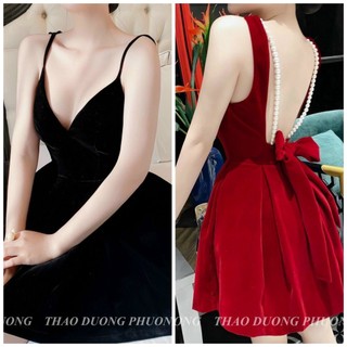 đầm xòe nơ lưng đính hai chuổĩ cườm có mút cực xinh