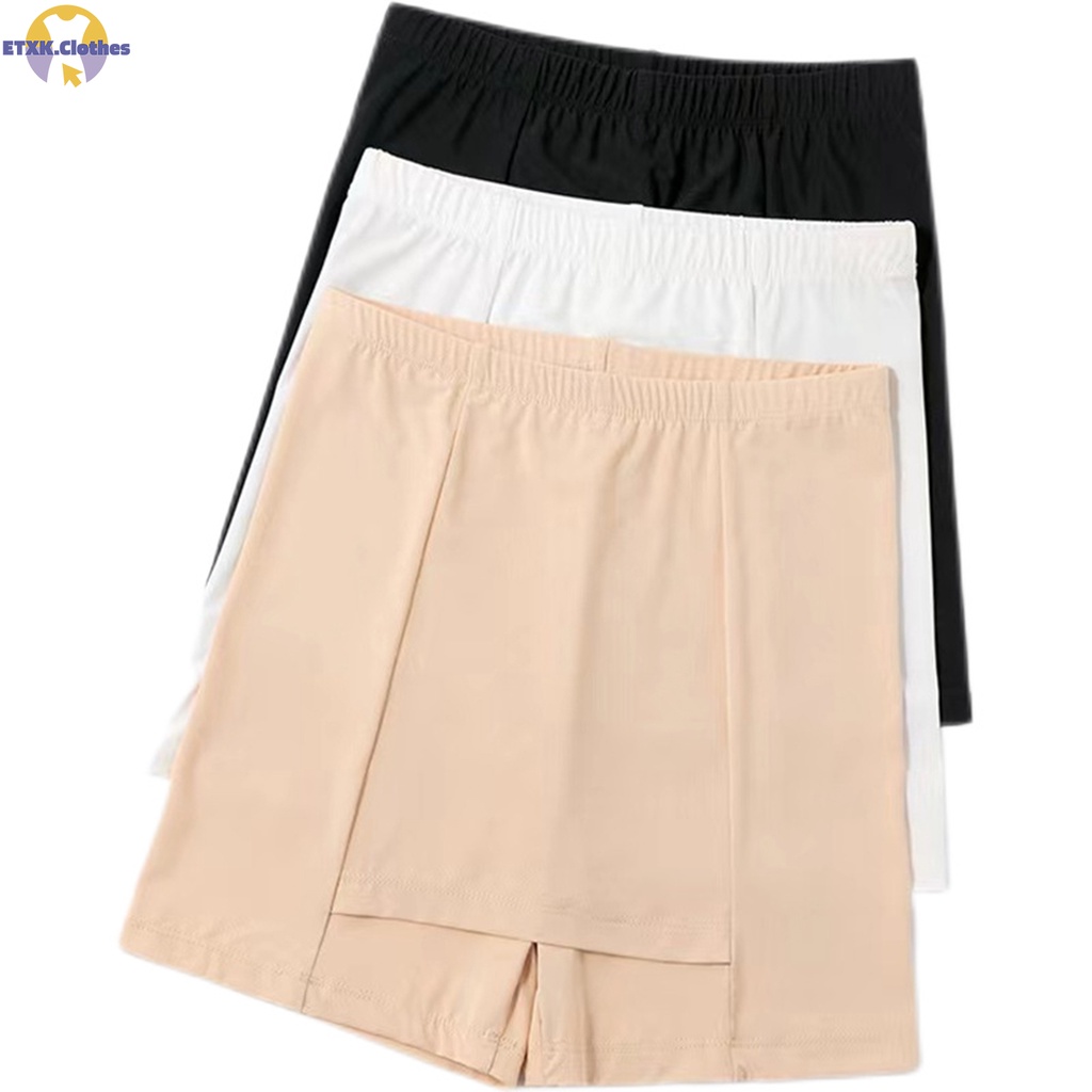 Quần Lót Legging Ngắn Lưng Cao Bằng Lụa Lạnh Mềm Mại Co Giãn Không Đường May Hai Lớp Vô Hình Dành Cho Bạn Nam Mặc Vào Mùa Hè