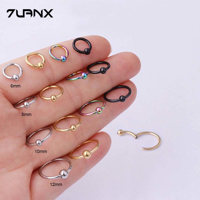 7uanX 1 Hộp 7 Khuyên Tai / Mũi 16Gauge Bằng Thép Không Gỉ Đa Năng