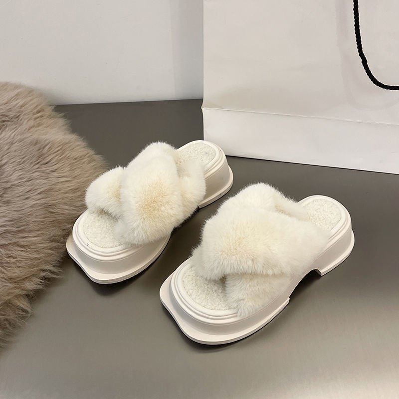 2022 dép lông chéo đế dày lười mẫu mới