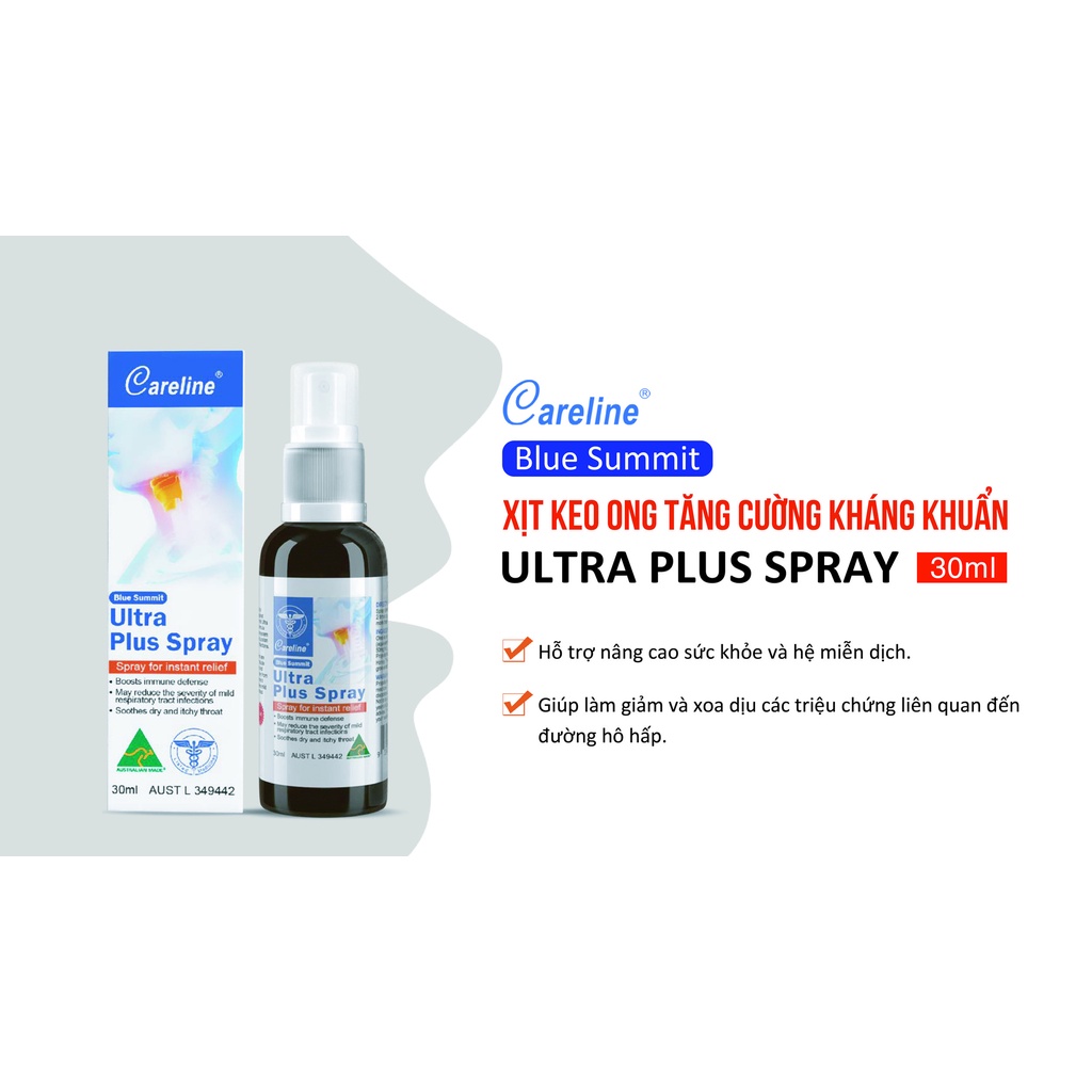Xịt Họng Keo Ong Cao Cấp Careline Sát khuẩn hầu họng - Giảm ho - thơm miệng - Chai 30ml