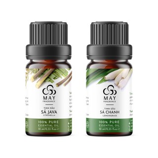 Combo tinh dầu sả chanh và sả java thơm phòng May Fragrance lọ 10 ml