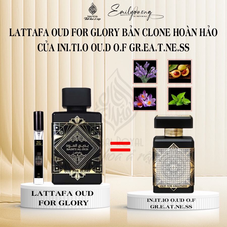 Nước hoa Dubai Badee Al Oud Of Glory For Lattafa 100ml mùi hương độc đáo và kỳ lạ cho quý ông Gentlemen mẫu thử 10ml