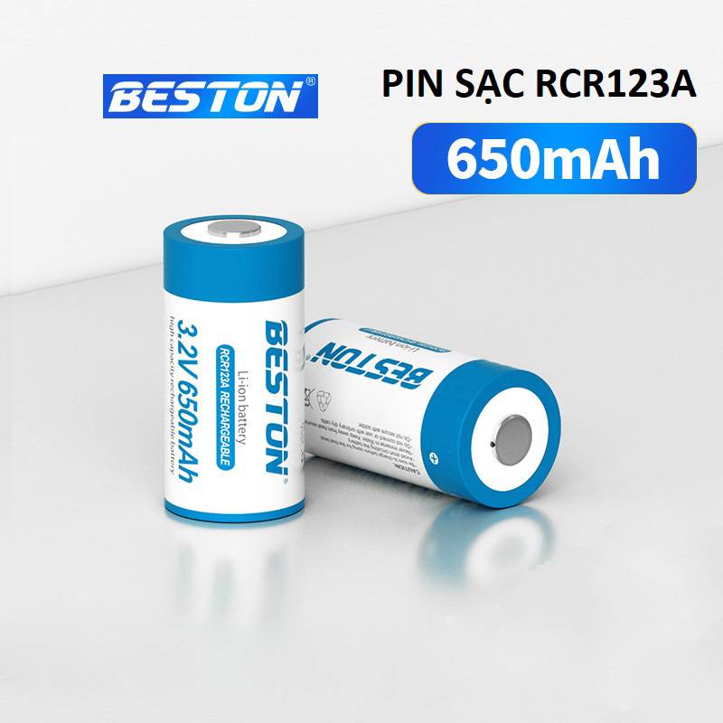 Pin sạc RCR123A 16340 BESTON Dung lượng cao 650mAh dùng cho máy ảnh, camera, thiết bị đo, đèn pin, ống nhòm