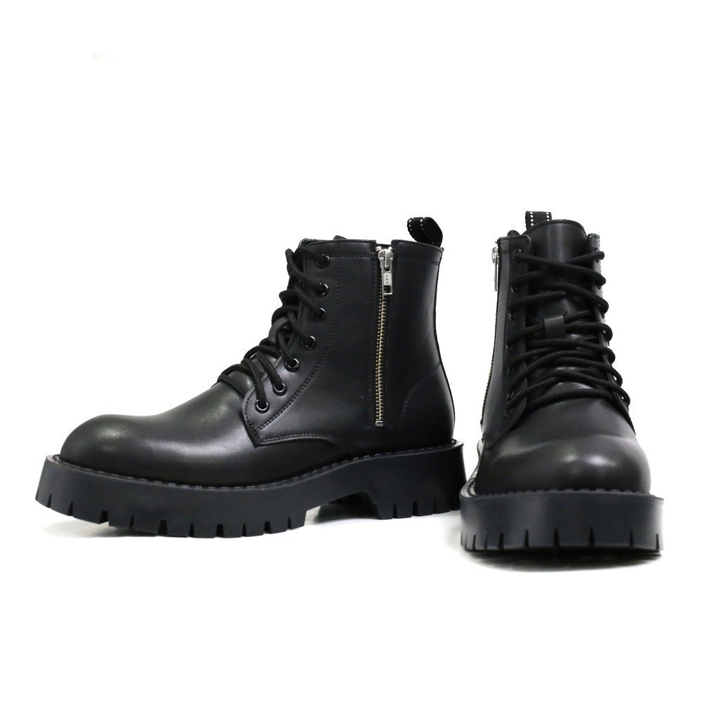 Chunky Combat Boots da thời trang INICHI G1111 da lì chống nhăn, khóa kéo phiên bản đế chunky cao cấp