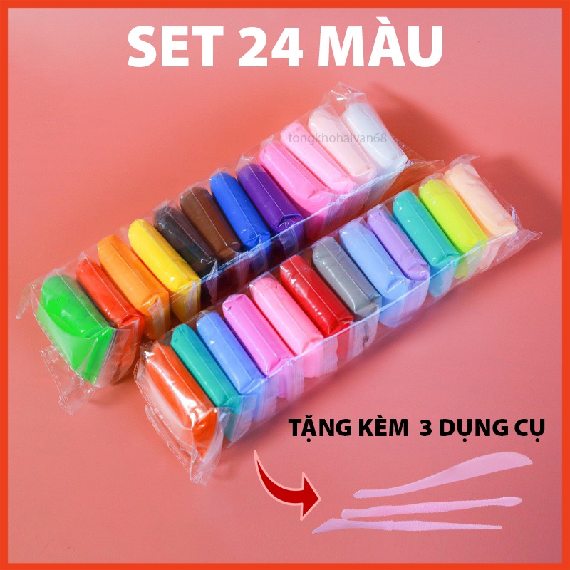 Đất Sét Tự Khô 12,24,36 Gói Đủ Màu, Đất Nặn Tự Khô Tạo Hình Dễ Dàng Siêu Nhẹ Hàng Cao Cấp An Toàn Cho Bé