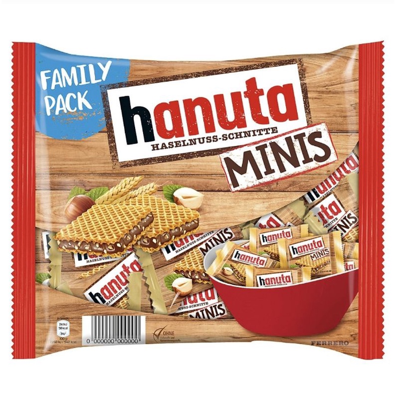 Bánh xốp socola kem hạt dẻ Hanuta minis nội địa Đức gói 225g
