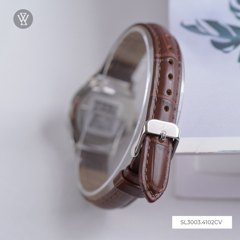 Đồng Hồ Quartz Nữ SRWatch WATCHSTORE SL3003.4102CV Thiết Kế Kính Sapphire 30mm, Dây Da Và Vỏ Thép Không Gỉ