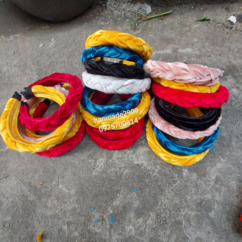 Bờm cài tóc nhung thắt bím siêu mềm và cực kì dể thương dành cho mẹ và bé