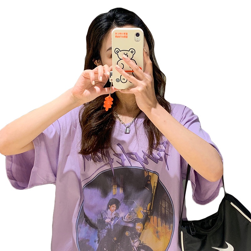 DIDIKA Áo Thun Nữ Ngắn Tay In Chữ Thời Trang