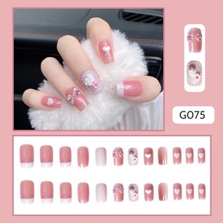 Set 24 móng giả đính đá kèm keo không thấm nước có thể tái sử dụng nhiều lần